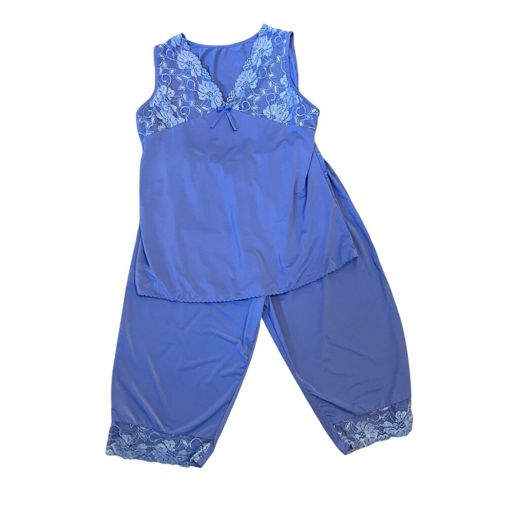 Vintage pajama set satin & lace loungewear 50's grandma core cottage
